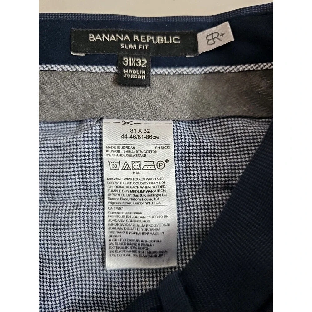 Banana Republic ~Mens 31x32 (32×32)~ Navy Blue Slim Chino Slacks Trousers Pants.